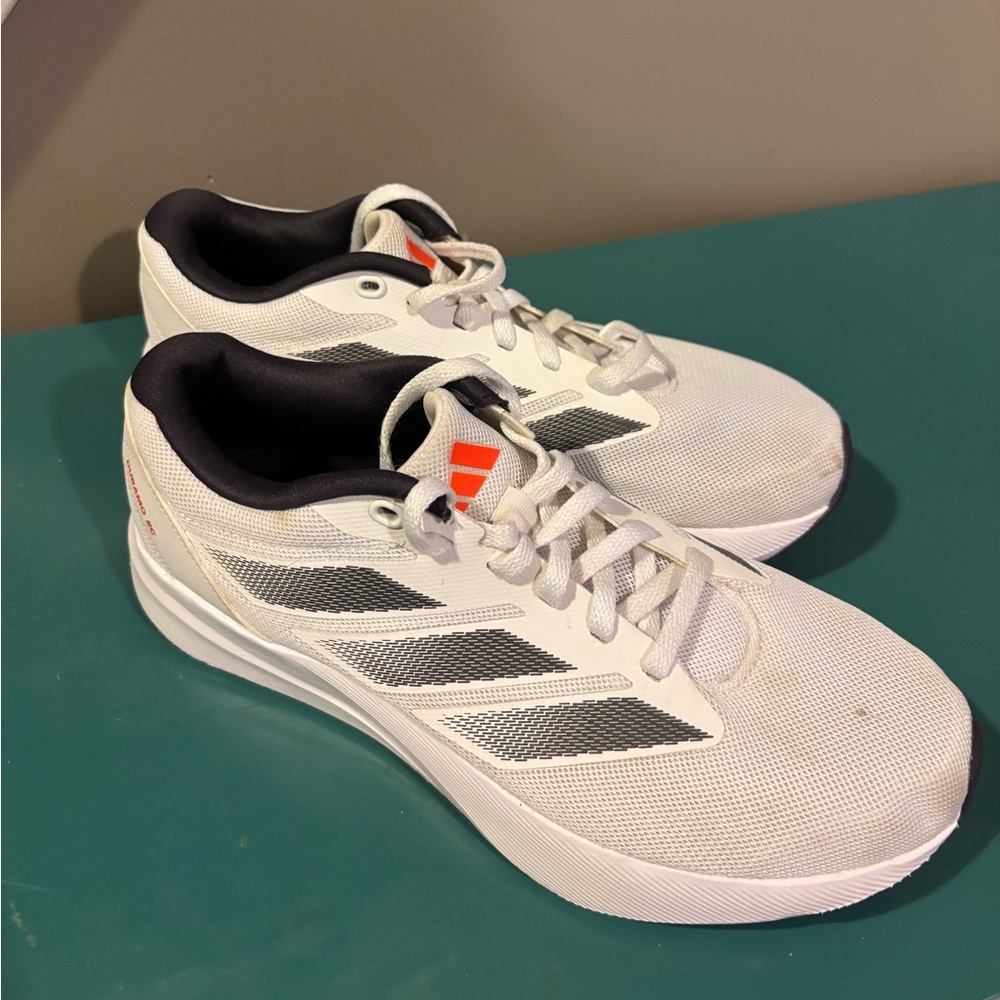 Adidas Men's White and Gray Sneakers with Orange Accents